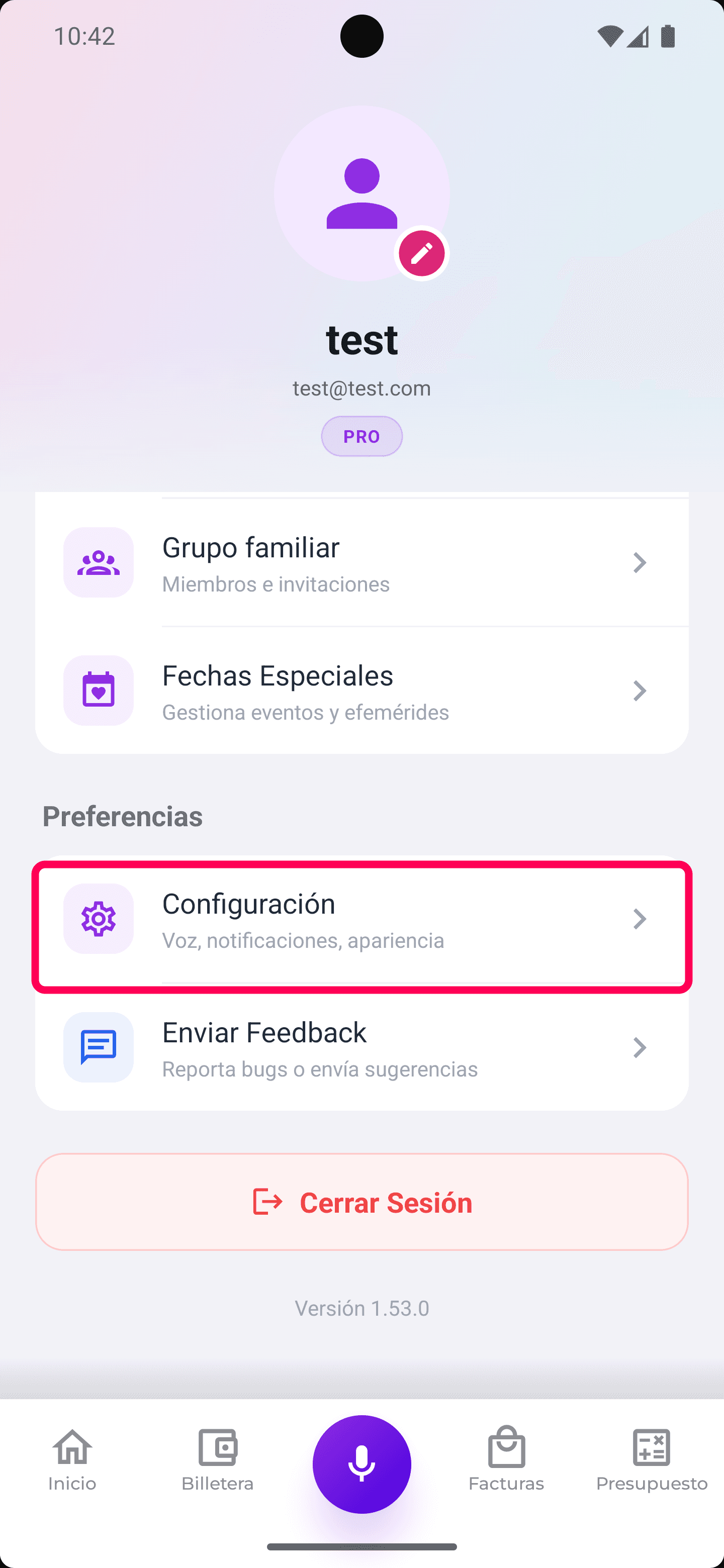 Ir a configuración